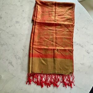 Pashmina Red and Gold Scarf